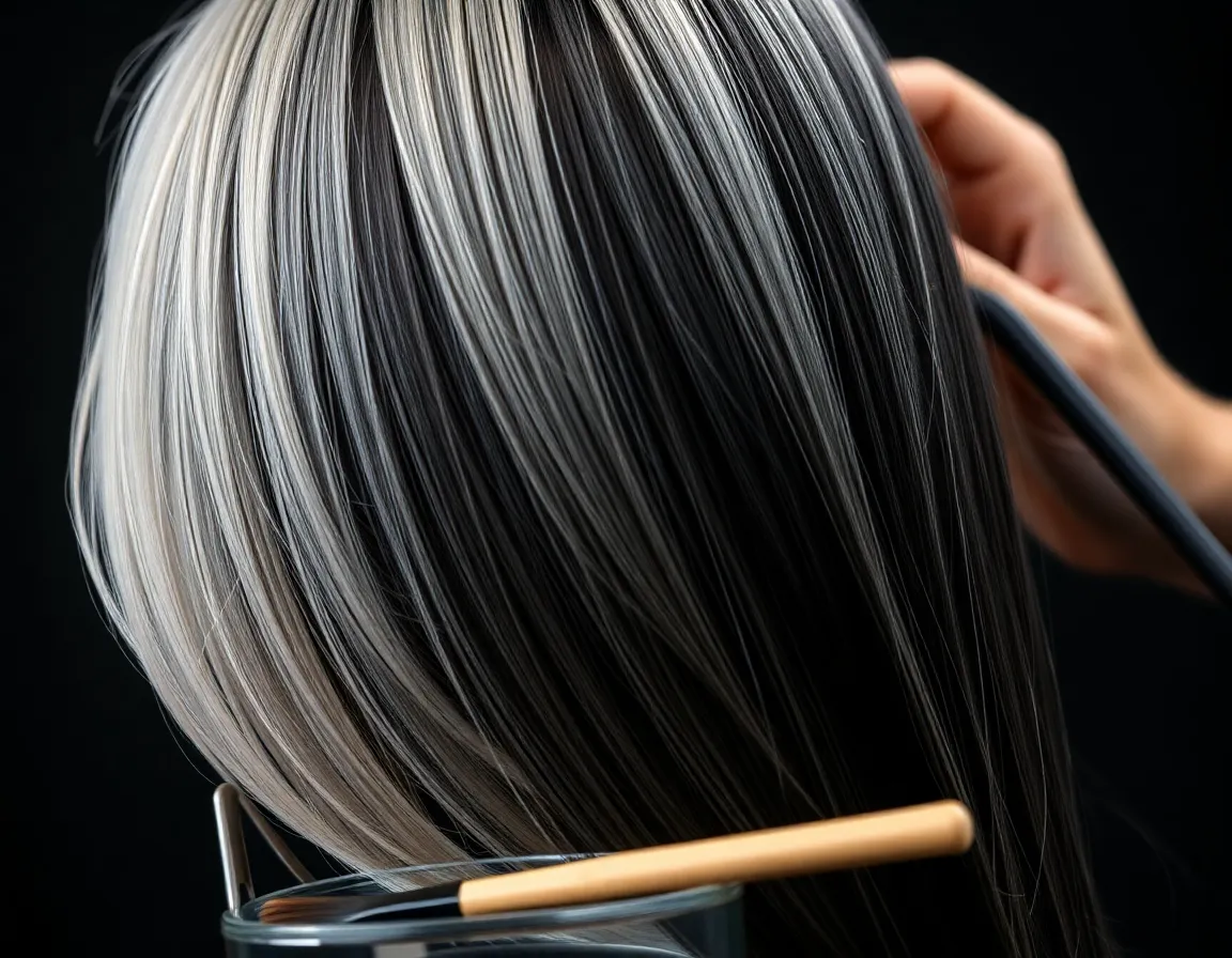 Aplicar tinte negro sobre mechas decoloradas