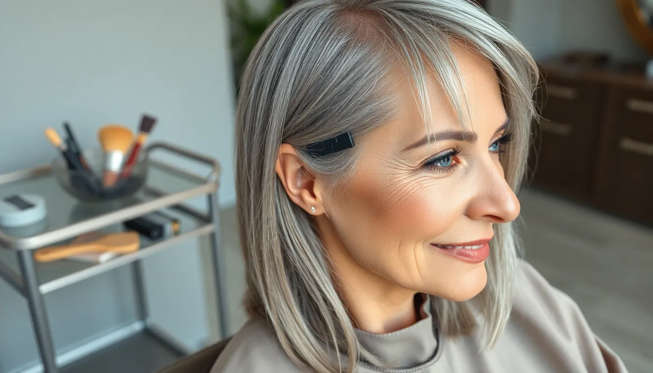 Coloración de raíces en cabello gris