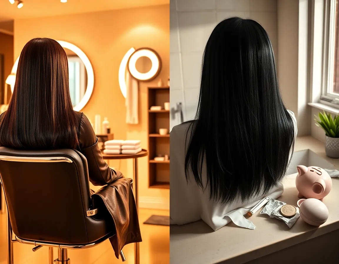 Precio del tinte negro en salón vs. en casa
