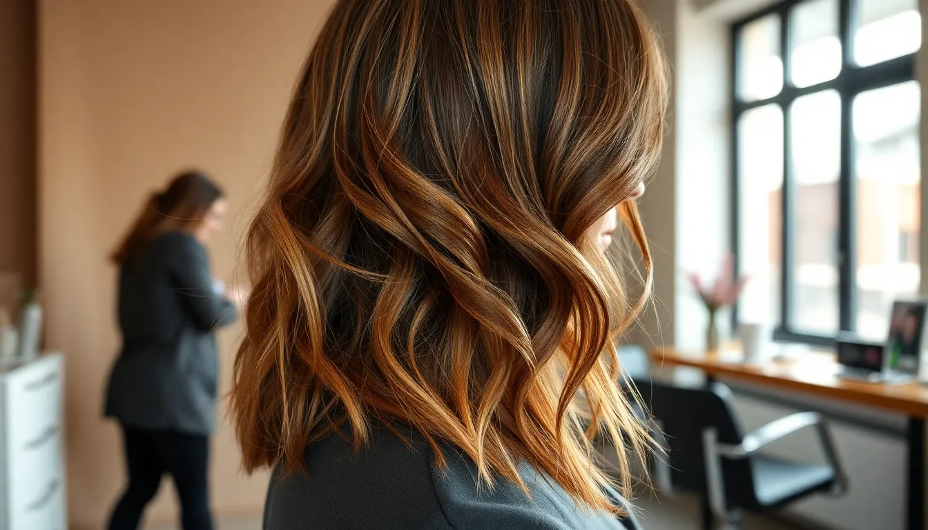 Técnica profesional de balayage en castaño