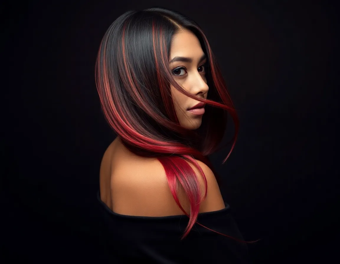 Tinte rojo en cabello oscuro Tinte rojo en cabello oscuro