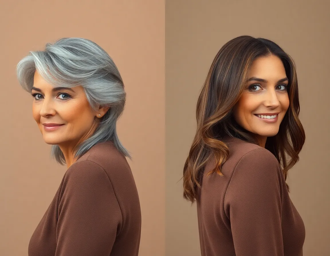 Transformación de cabello gris: antes y después Transformación de cabello gris: antes y después